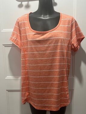 The north face Women’s Orange Striped Scoop Neck Top